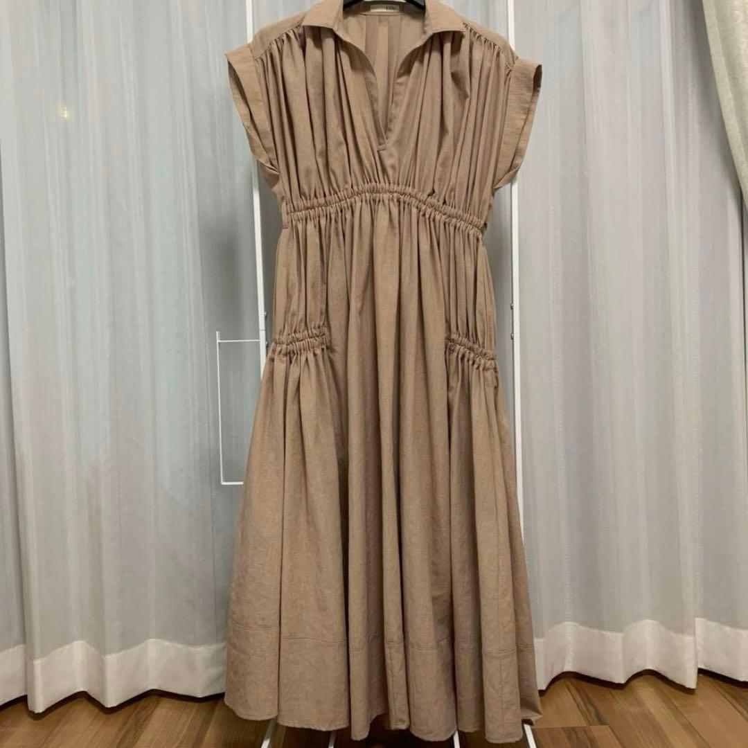 L'Or Gather Drape Dress ベージュ ワンピース ロル