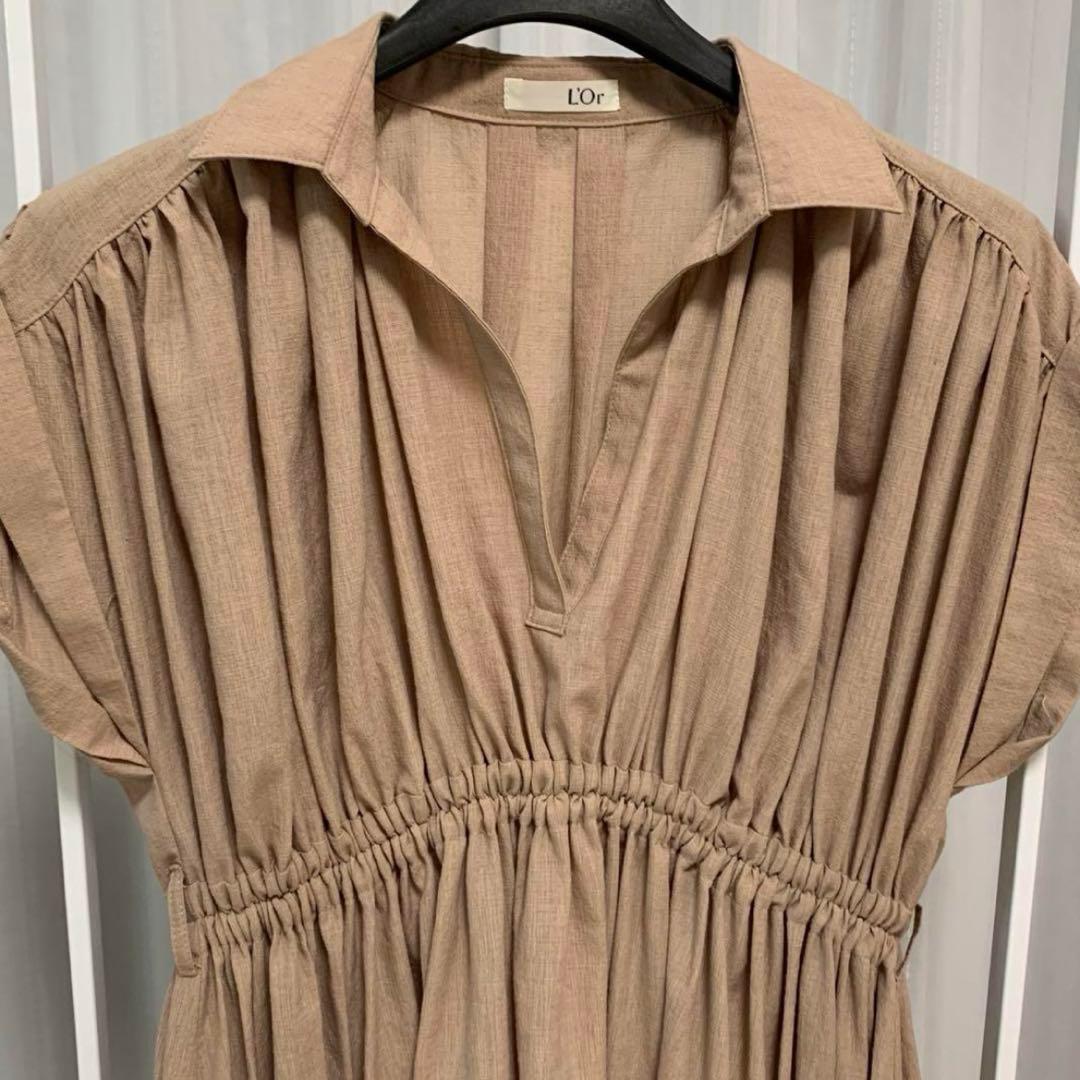 L'Or Gather Drape Dress ベージュ ワンピース ロル