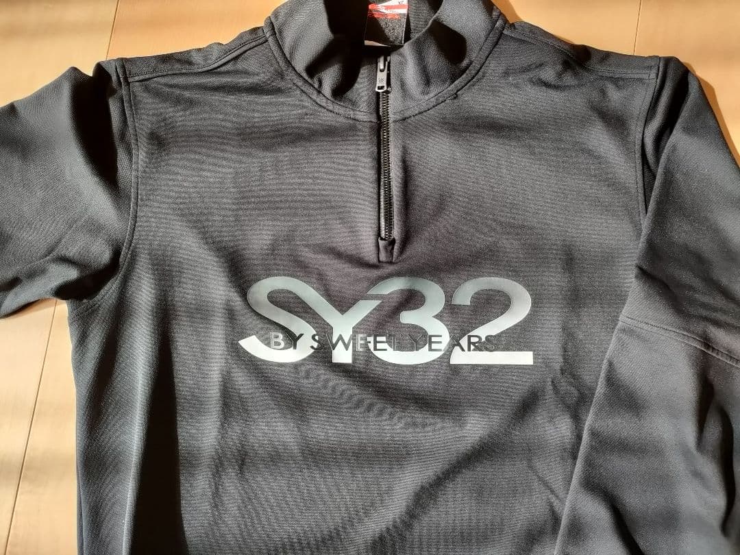 SY32 ハーフジップ ゴルフシャツ 黒
