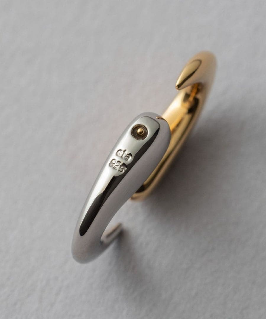 ete バイカラー フローピアス ゴールドシルバー片耳ピアス
