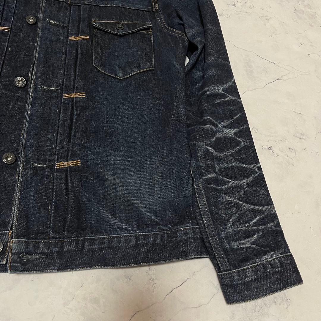 KURO クロ デニムジャケット Gジャン ハチノス 濃紺 色落ち L