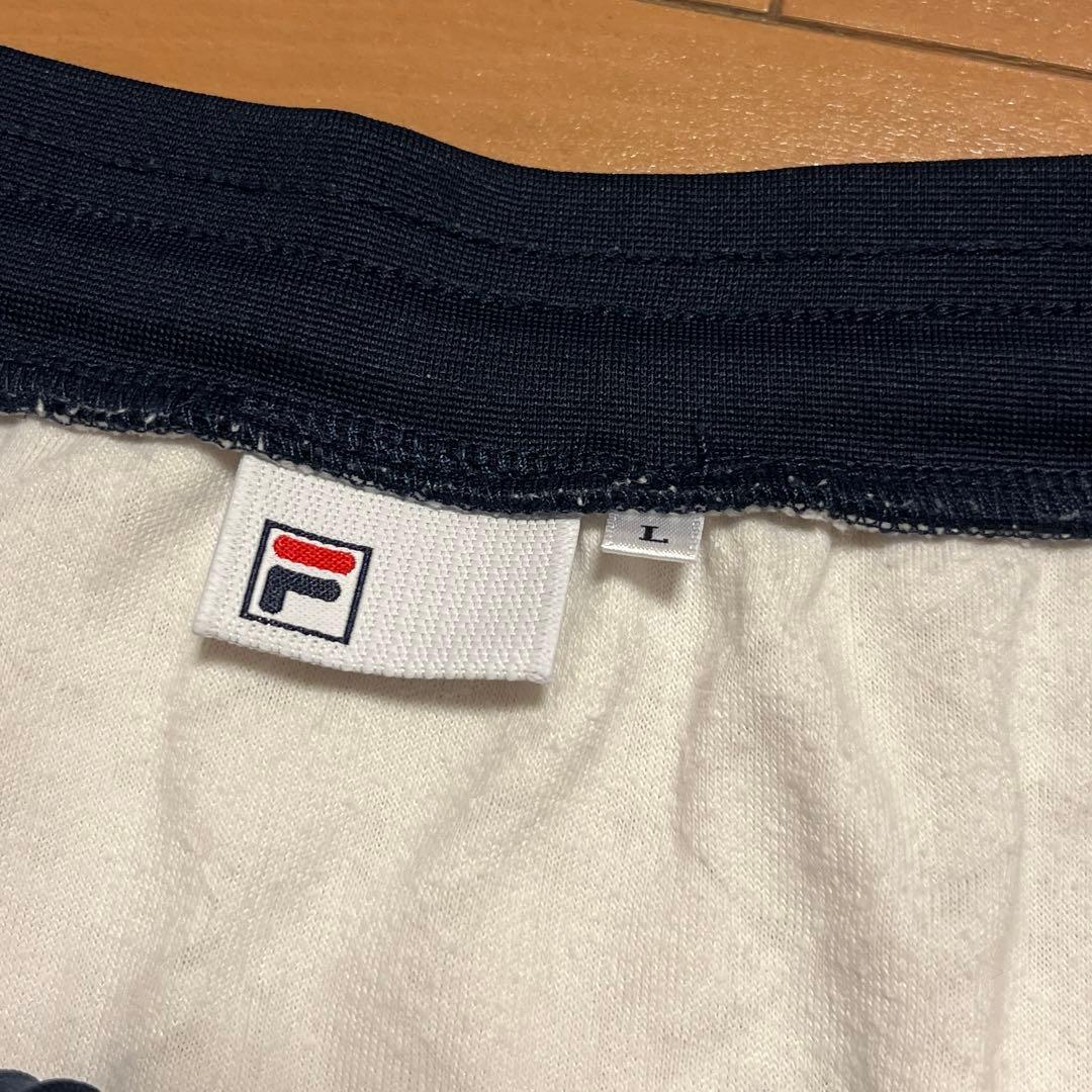 FILA フィラ　テニスウェア　Lサイズ ベロア　オフホワイト　セットアップ