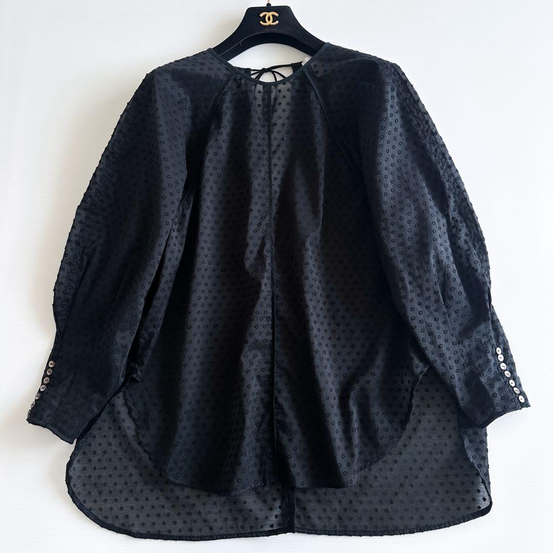 【美品】Mala KALANCHOE シアー ジャカード バックオープンブラウス