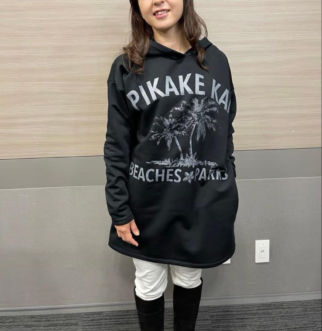 一点物 稀少柄 ビッグサイズ　Pikake フーディー　モノトーングラフィック