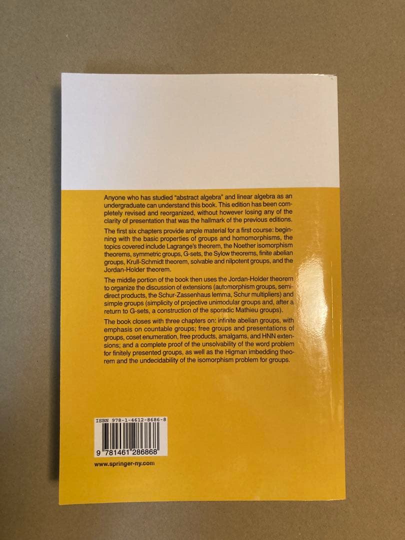 洋書 An Introduction to the Theory of Groups