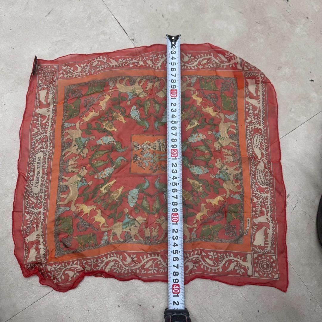 HERMES カレ45 EARLY AMERICA シルクモスリン レッド 美品