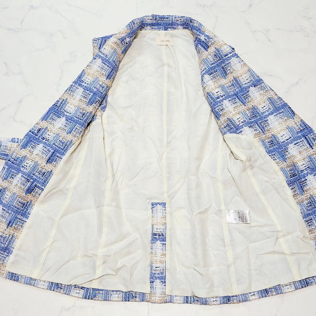 美品/23SS☆デプレ　サンセットツィードベルテッドジレ　ゴールドラメ