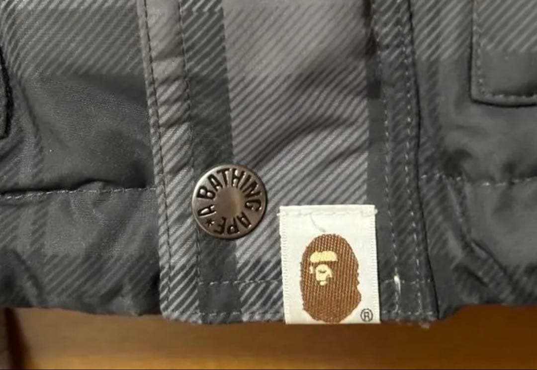 A BATHING APE BAPE チェック ダウンベスト XS 美品 エイプ