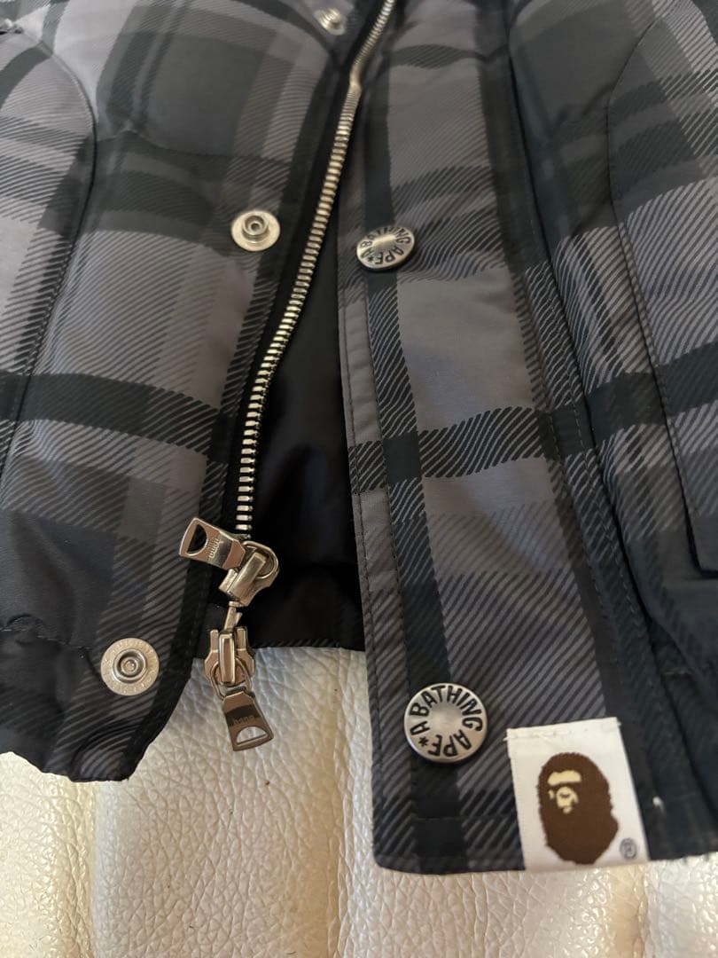 A BATHING APE BAPE チェック ダウンベスト XS 美品 エイプ