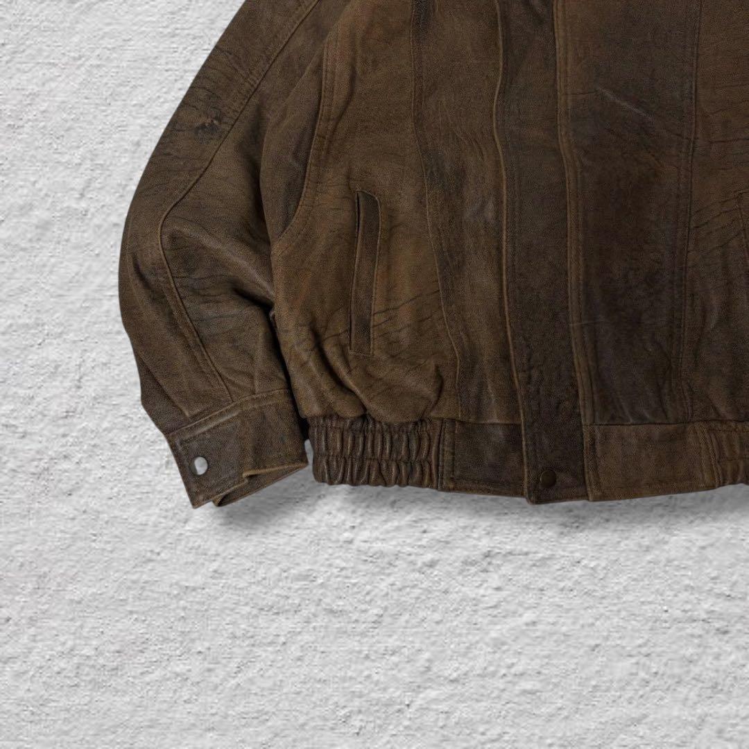 vintageレザージャケット90sブラウン本革A2ジャケット短丈古着激レアXL