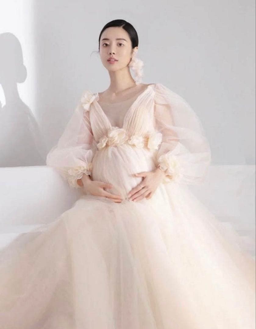 ♡いちご♡　マタニティ　ドレス　マタニティフォト　チュール　衣装　妊娠