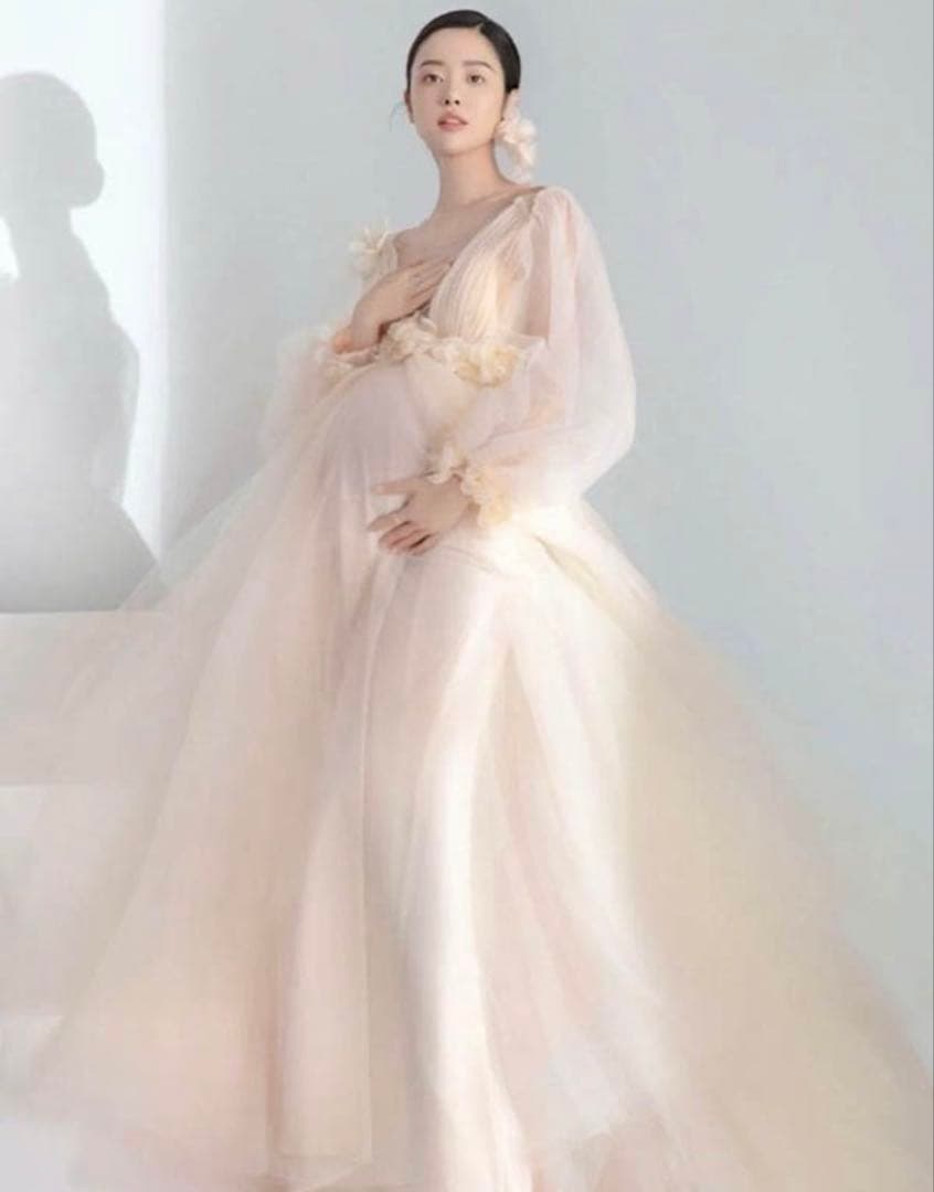 ♡いちご♡　マタニティ　ドレス　マタニティフォト　チュール　衣装　妊娠
