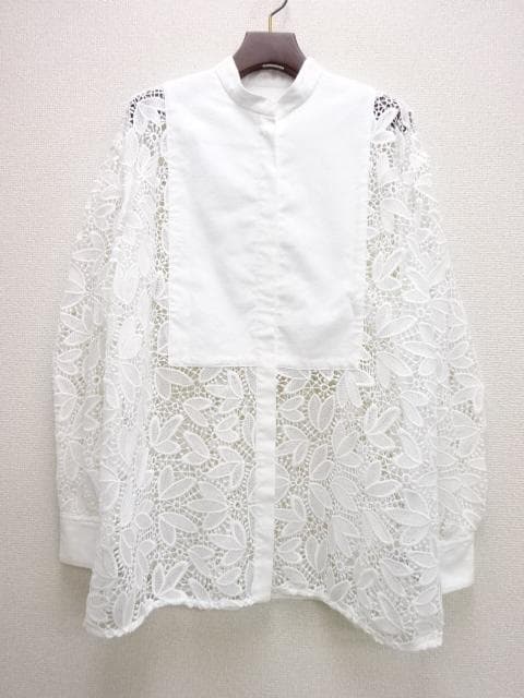 エリオポール　LACE SHIRT w/starched bosom　38　白