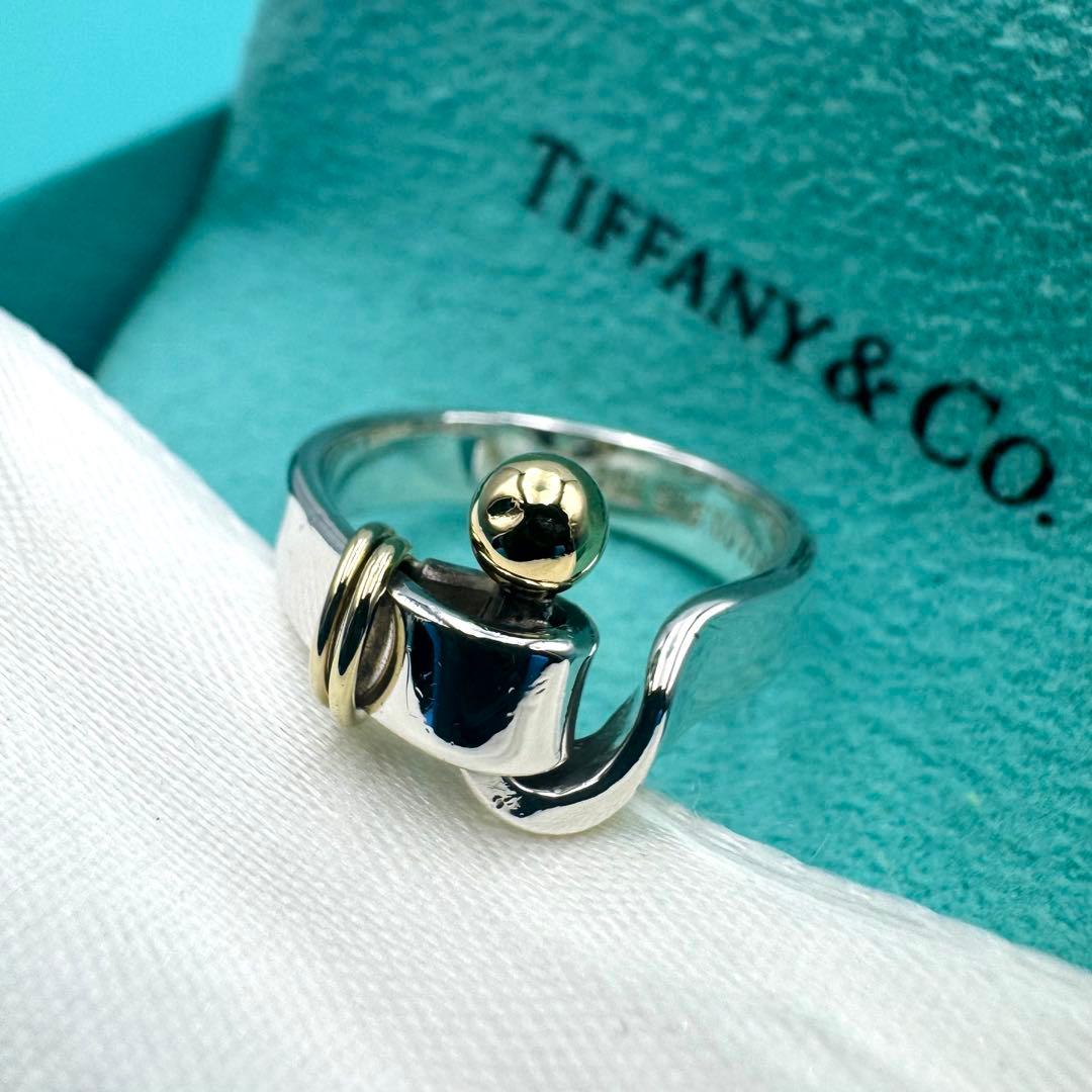【TIFFANY&Co】鏡面仕上げ　フック&アイ リング　13号　T&Co