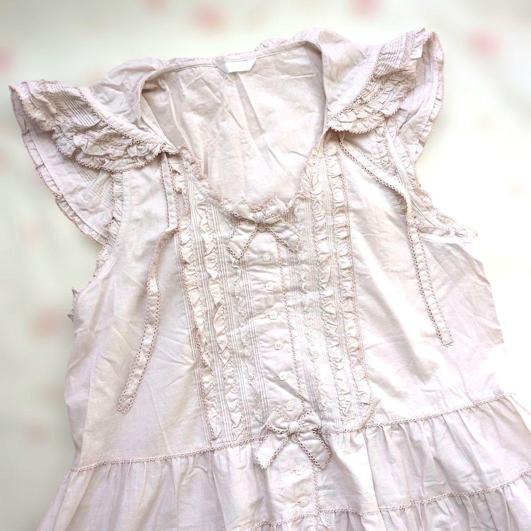 新品 ピンクハウス♥フード付きリボンいっぱいのロングタブリエ