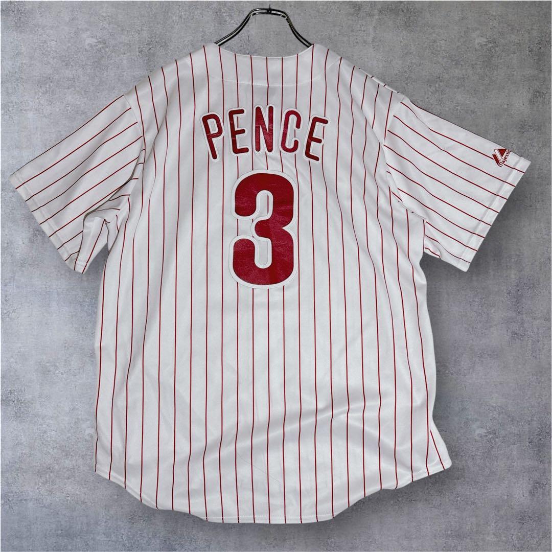 希少 フィリーズ ペンス 3 ユニフォーム Majestic 刺繍 L MLB