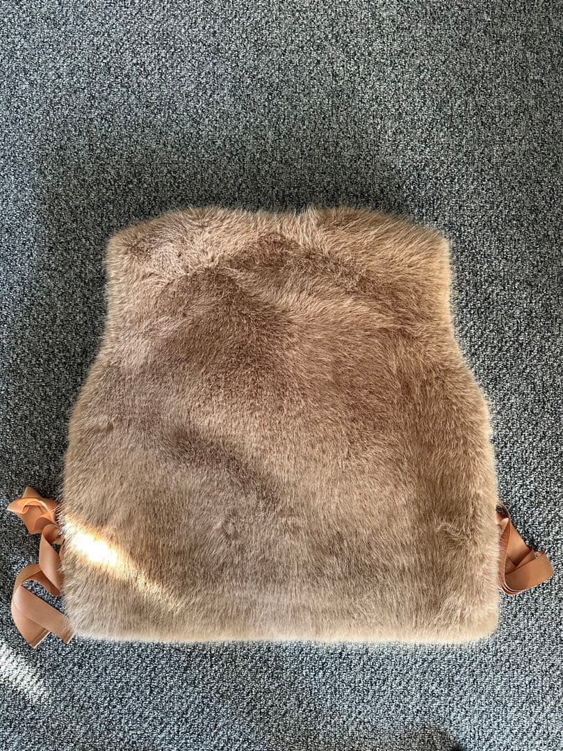 トップス esmok side ribbon fur vest beige