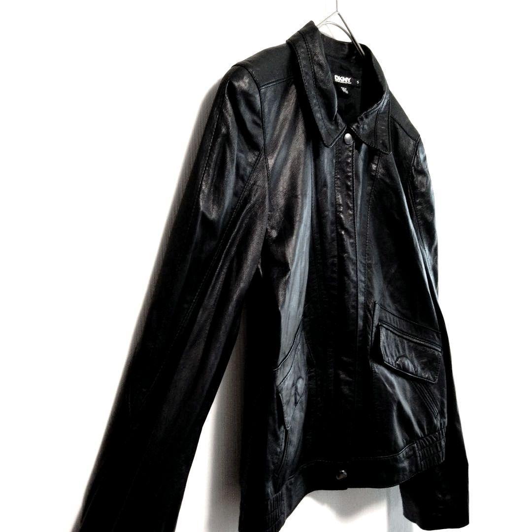 美品　シリア産　ラムレザー　羊革　本革　DKNY　ブルゾン　ジャンバー　Ｓ