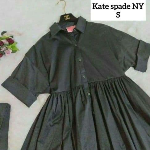 極美品　kate spade NY　黒 シャツワンピース 半袖 　S　ベルト
