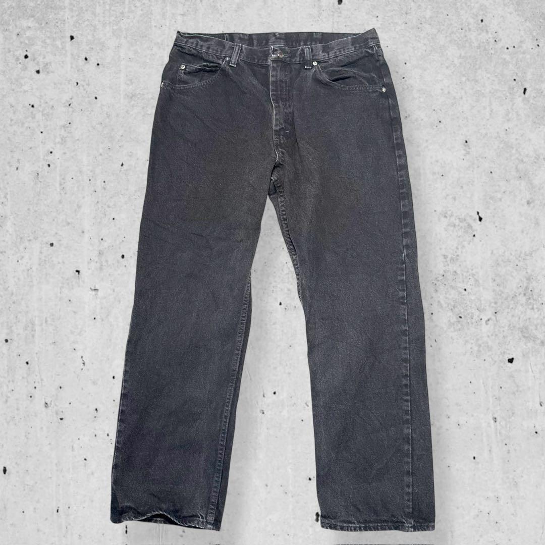 90sWranglerラングラーブラックデニム極太バギーパンツ黒メキシコ製W36