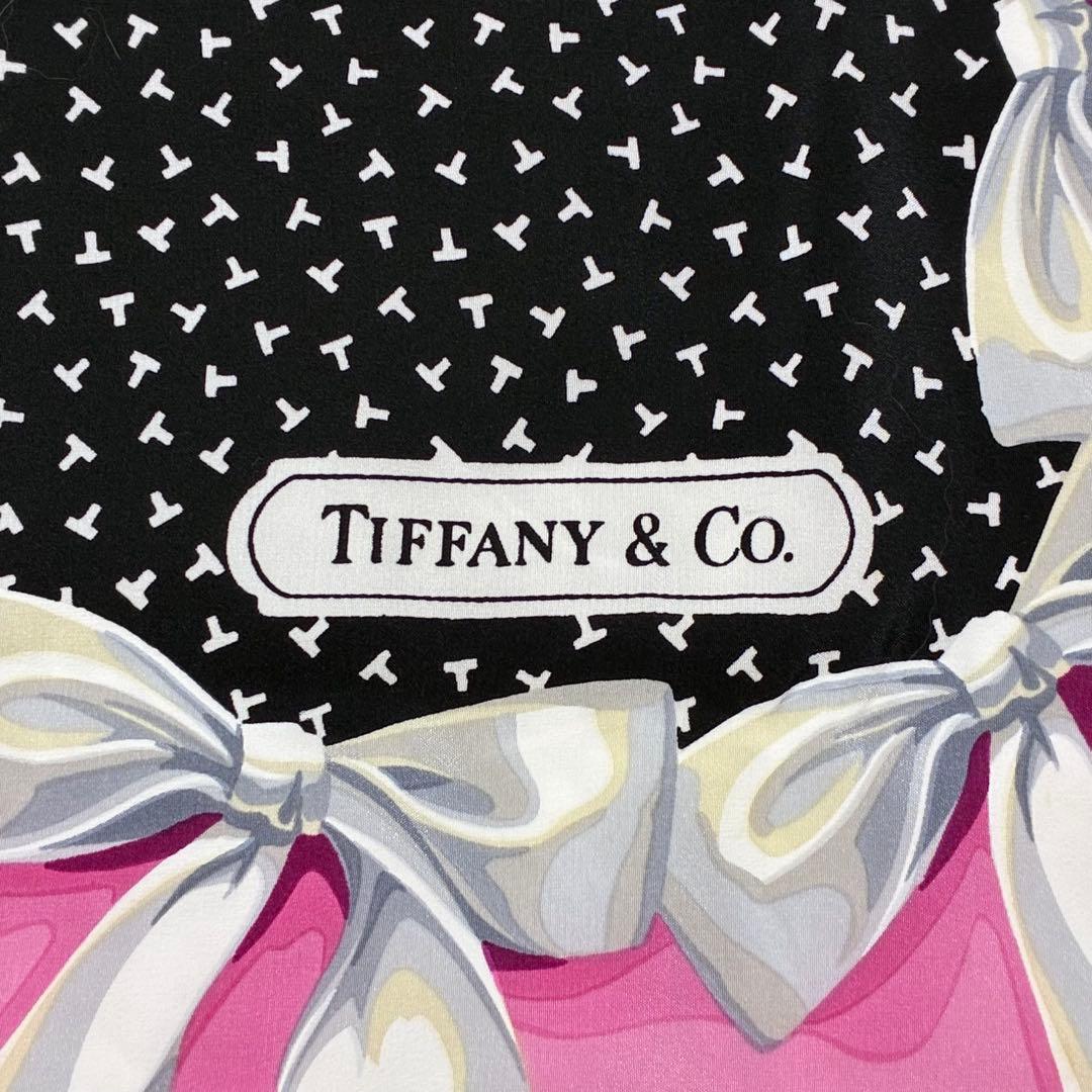 ✨美品✨TIFFANY＆Co. リボン柄 大判スカーフ イタリア製 シルク
