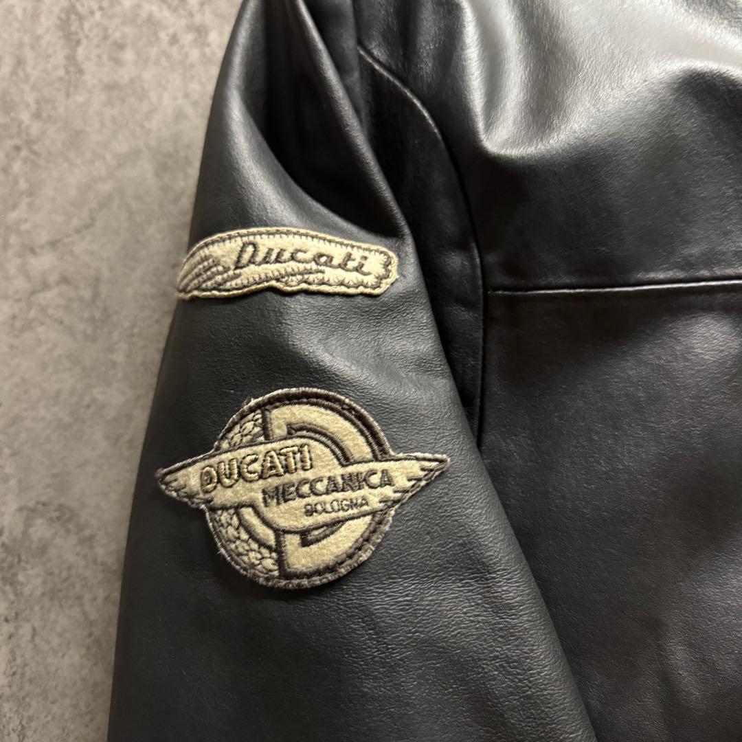 【絶品】Ducati ドゥカティ　L ライダースジャケット　ワッペン　短丈　黒