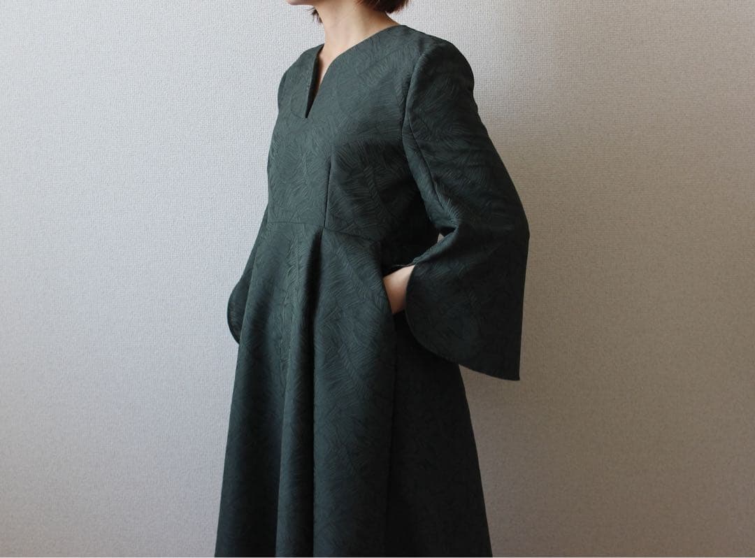 ワンピース makusa stem sleeve dress forest green