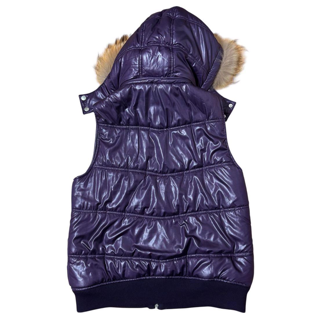 archive grunge fur dowm vest y2k 紫 お兄系 L