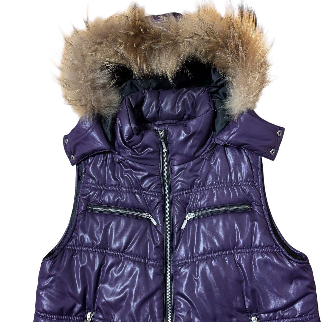 archive grunge fur dowm vest y2k 紫 お兄系 L