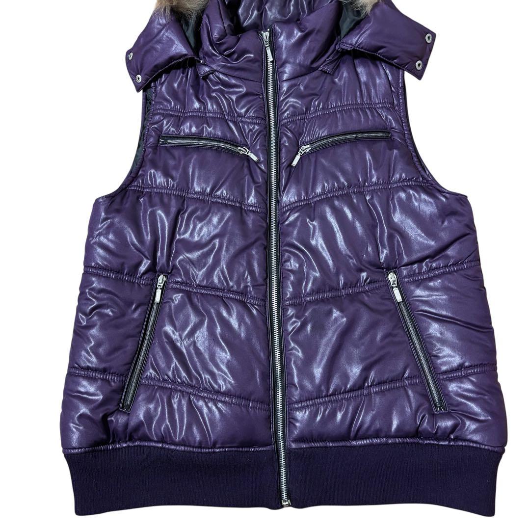 archive grunge fur dowm vest y2k 紫 お兄系 L