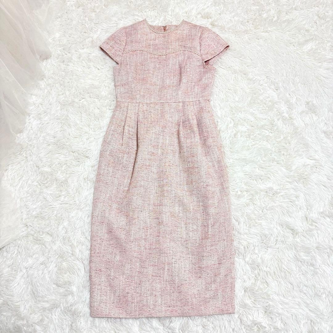 タグ付き♡新品セルフォード ツイードタイトワンピース　卒入学式ママ　38ピンク