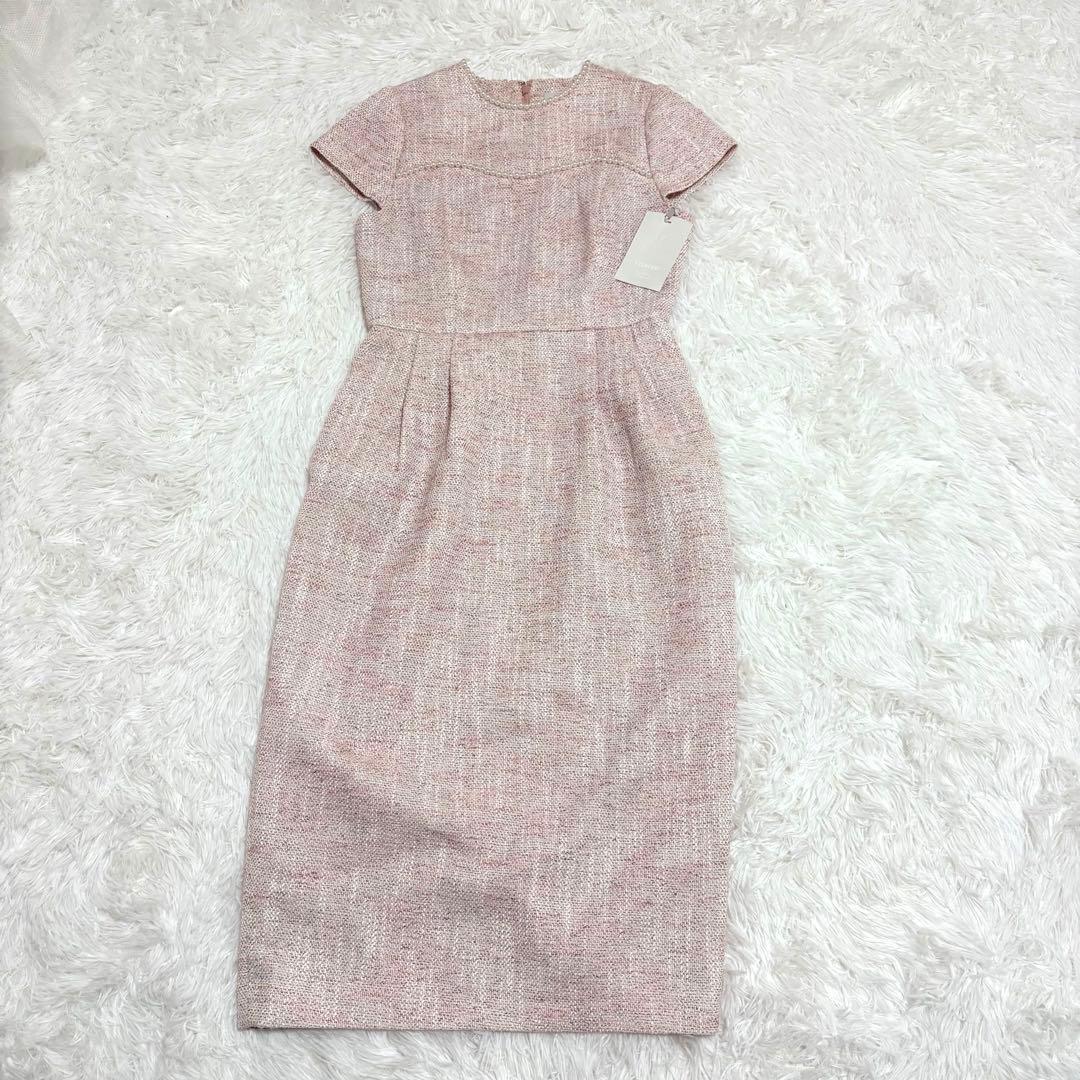 タグ付き♡新品セルフォード ツイードタイトワンピース　卒入学式ママ　38ピンク
