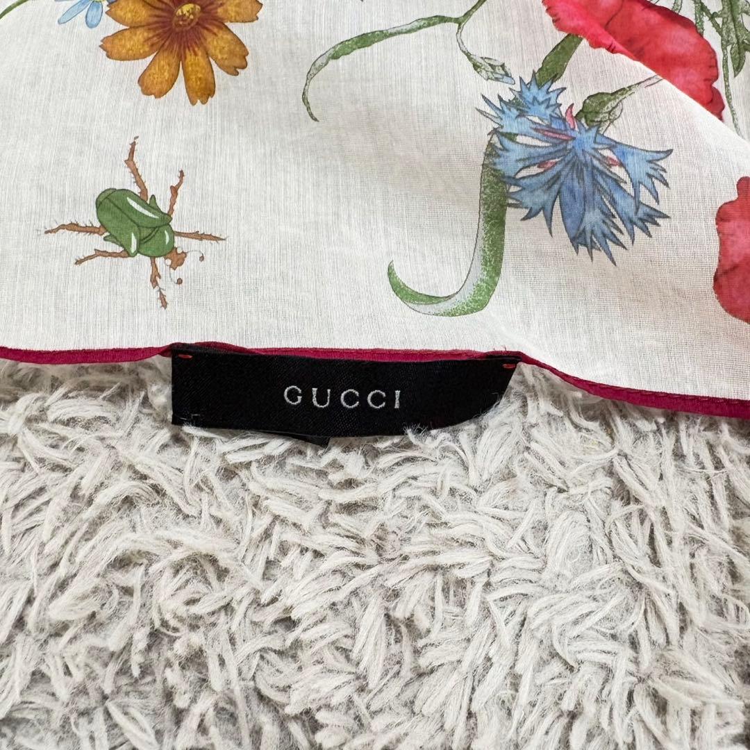 グッチ GUCCI 大判スカーフ 花柄 フローラ シルク混 ストール ショール