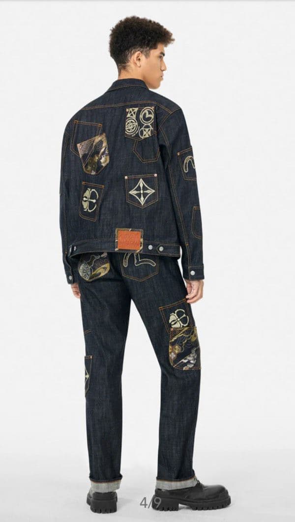 evisu プロケードパッチ付きマルチポケットレギュラーデニムジャケット