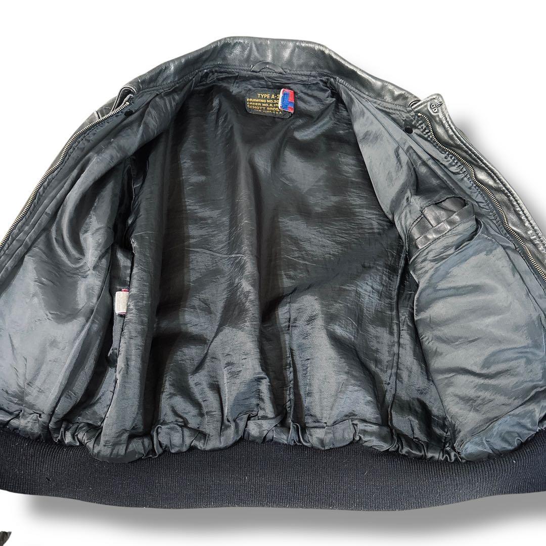 希少 サイズ42 XL相当 SCHOTT A-2 フライトジャケット ブラック