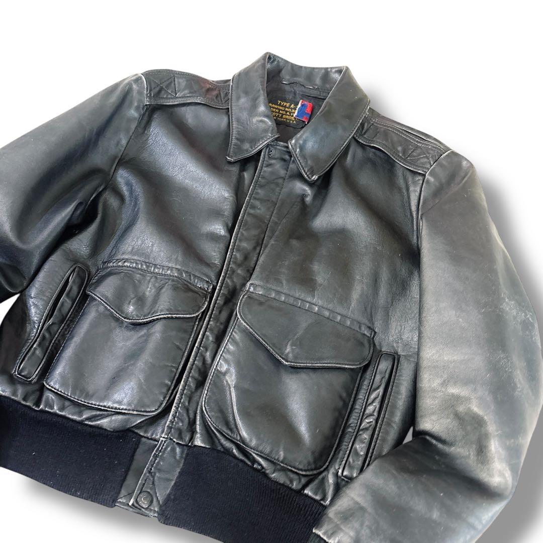 希少 サイズ42 XL相当 SCHOTT A-2 フライトジャケット ブラック