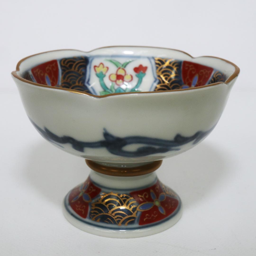 伊万里 高台 千代口 小鉢 染付 金彩 5客