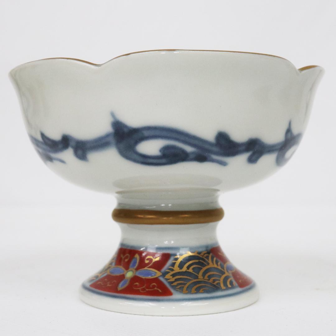 伊万里 高台 千代口 小鉢 染付 金彩 5客