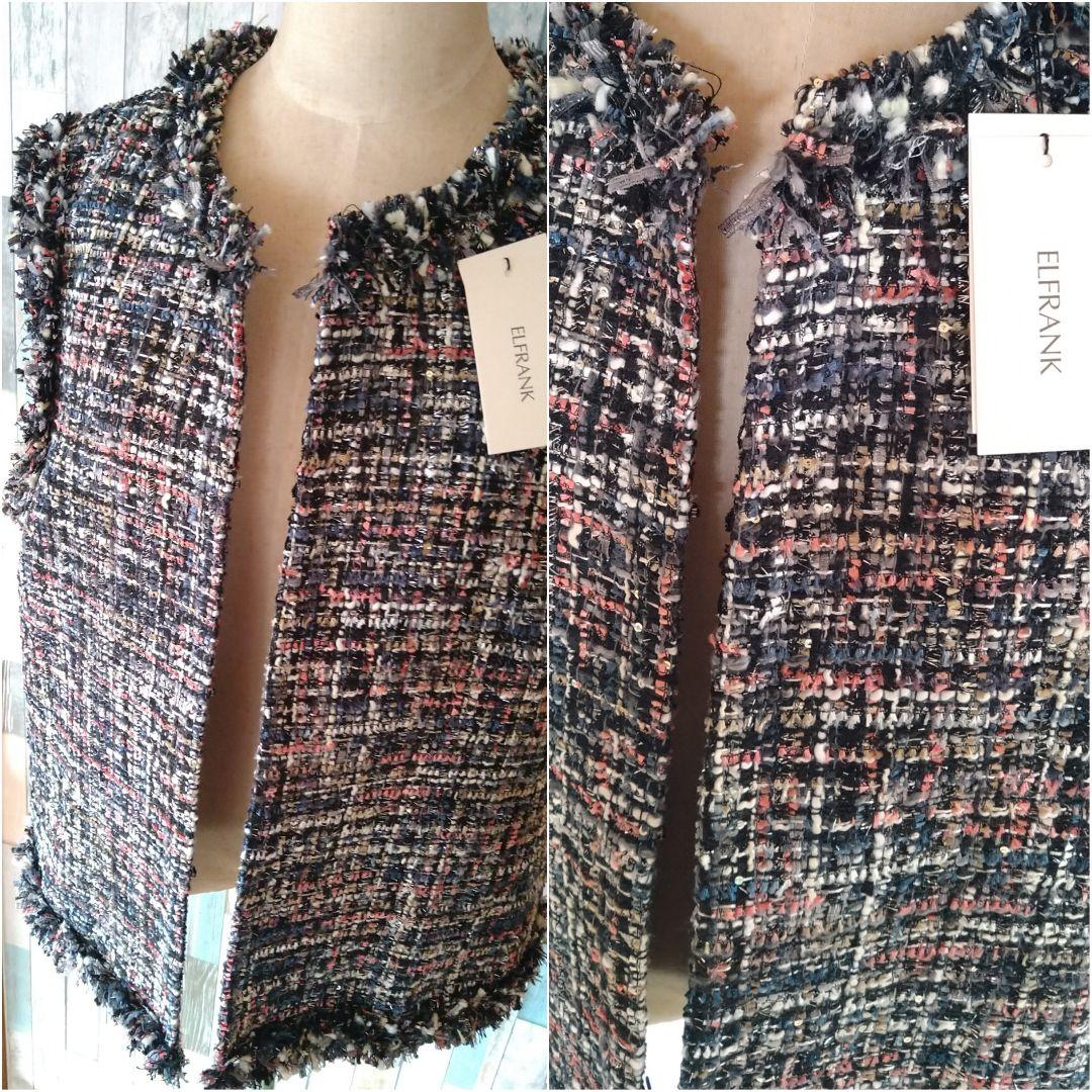 ELFRANK◇エルフランク《2024AW》ミックスツイードフリンジジレ　ベスト