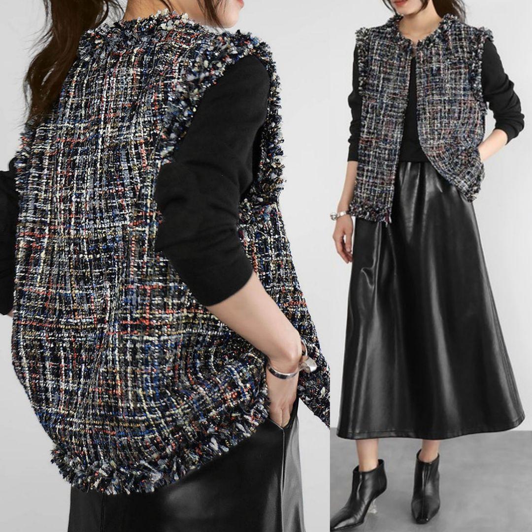 ELFRANK◇エルフランク《2024AW》ミックスツイードフリンジジレ　ベスト