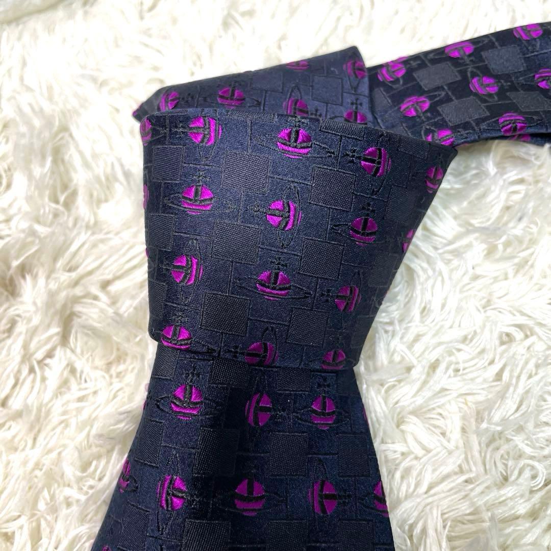 極美品✨ ヴィヴィアンウエストウッド 伊製 オーブ柄シルクネクタイ　卒業式