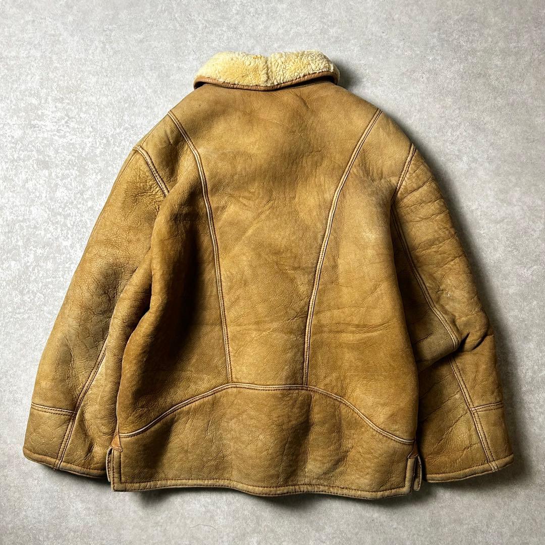 pirovintage ムートンジャケット スウェード レザー本革 袖裏ボ