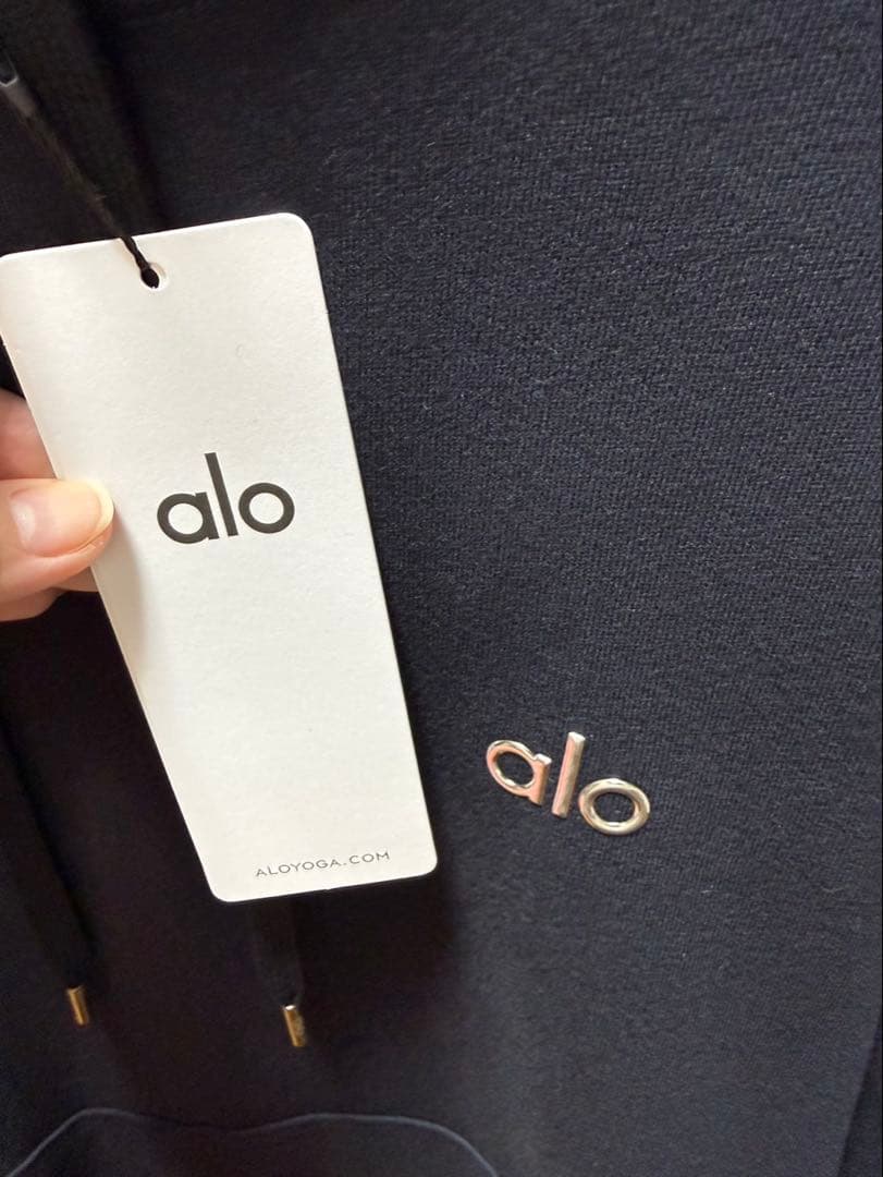 alo ダークグレー フード付きパーカー