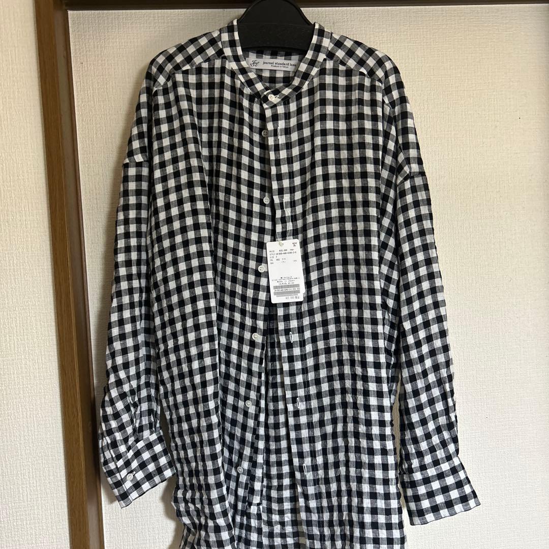 JOURNAL STANDARD LUXE リネンギンガム スタンドカラーシャツ