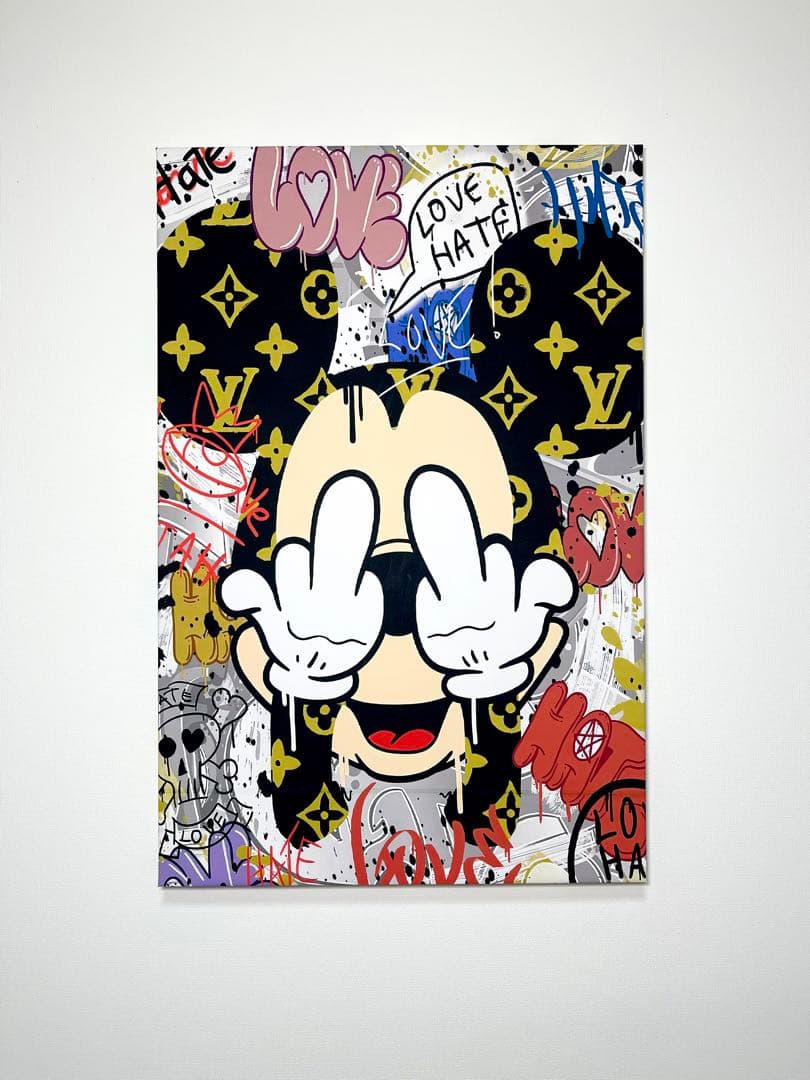 No.114木枠付きキャンバスアート　アートパネル　オマージュアート　バンクシー