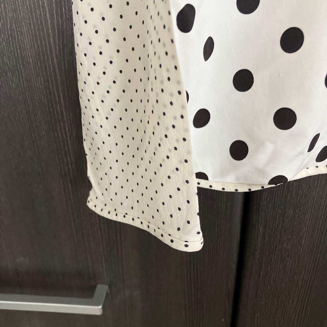 MaxMara アイボリー ドット柄 ボウタイ　ブラウス