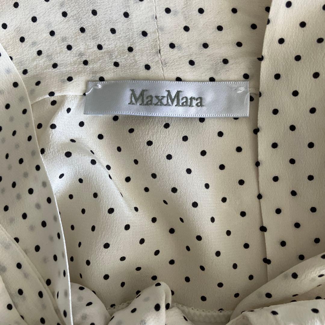 MaxMara アイボリー ドット柄 ボウタイ　ブラウス
