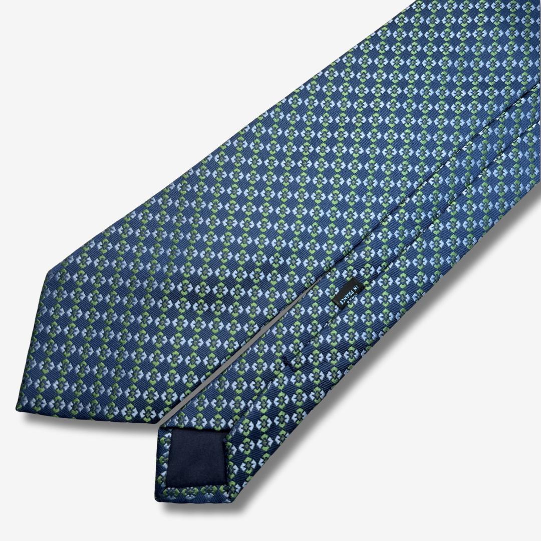 Charvet シルクネクタイ 小紋柄 ブルー×グリーン