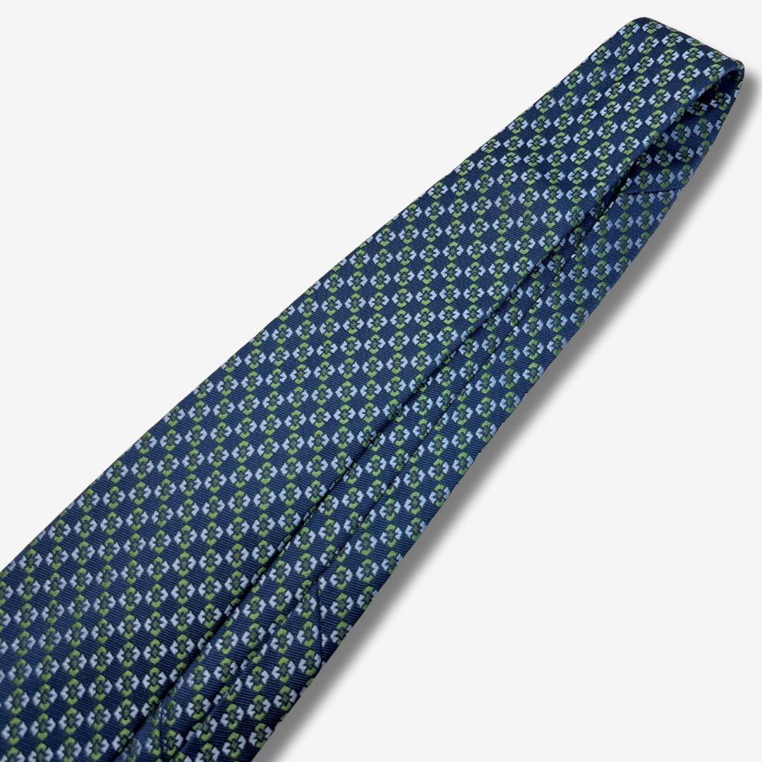 Charvet シルクネクタイ 小紋柄 ブルー×グリーン