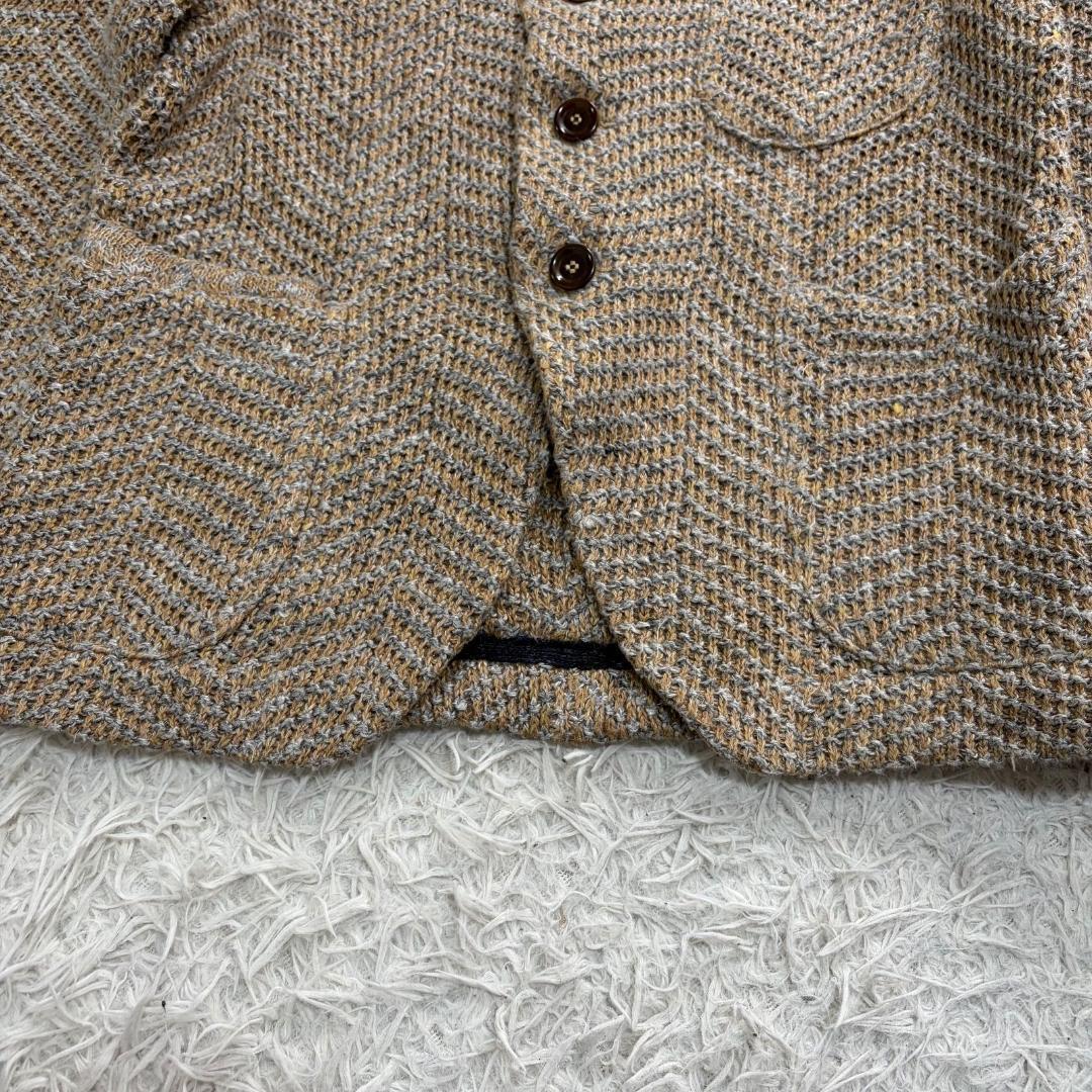 16998✨45R リネンざっくりニットのジャケット ヘリンボーン ツイード